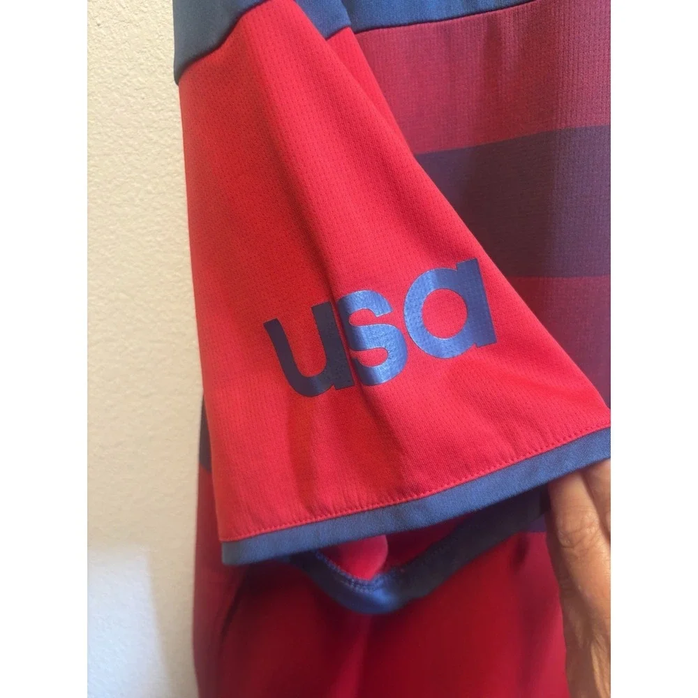 Adidas Shirt‎ Men USA Golf Climachill Red Blue Collared Polo XL Shirt Sleeve